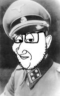 adolf_eichmann closed_mouth clothes coat collar_tabs collared_coat ear epaulettes glasses hat hat_ornament holocaust jacket military military_hat military_jacket nazism reichsadler schutzstaffel skull_hat_ornament smile smug soyjak stubble totenkopf variant:smugjak // 682x1080 // 333.5KB
