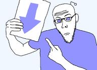 antenna arrow blue_eyes blue_shirt blurple clothes downvote holding_object holding_paper paper reddit redditard variant:koolson white_skin // 1080x782 // 22.3KB