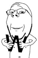 alphabet arm glasses hand holding_object letter smile soyjak stubble subvariant:wholesome_soyjak variant:gapejak w // 676x1021 // 23.0KB