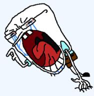 arm bloodshot_eyes clothes crying full_body glasses hand large_nose leg open_mouth soyjak spongebob_squarepants stubble tongue variant:unknown // 750x761 // 16.3KB