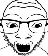 glasses open_mouth soyjak stretched stubble teeth variant:dylanjak // 398x469 // 39.6KB