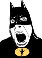 2soyjaks batman batman_(series) clothes dc_comics glasses open_mouth soyjak stubble subvariant:fingerboy variant:a24_slowburn_soyjak variant:cobson // 784x1073 // 25.8KB