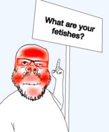 closed_mouth fetish glasses holding_breath mustache pointing red red_face red_skin sign soyjak stubble text transparent transparent_background variant:a24_slowburn_soyjak variant:abortion_lover what_are_your_fetishes // 794x960 // 184.6KB
