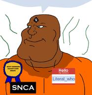 a10_eyes award bald blue_eyes brown_skin clothes eyes hello_my_name_is_(sticker) literal_who meta:revjak muscular_male name_tag queen_of_spades series:nonexistant_namefags shitnobodycaresabout shitskin snca spade speech_bubble stink_lines stinky subvariant:mexiaryan variant:meximutt // 886x910 // 67.0KB