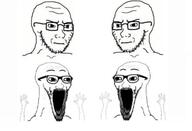 4soyjaks anti_soyjak arm closed_mouth concerned excited frown glasses hand hands_up open_mouth place_japan soyjak stubble subvariant:wewjak variant:soyak // 640x438 // 42.9KB