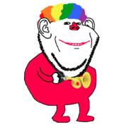 animated arm bounce clown dance ext=gif full_body hand horn idol jump leg looking_at_you rainbow_hair red_lips smile stroll subvariant:The_Prankster the_prankster variant:impish_soyak_ears wig // 1043x977 // 1.2MB