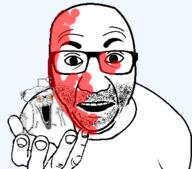 2soyjaks animated arm excited glasses glitch glowing hand holding_object looking_at_you open_mouth perro_hold reddit redditard snoo soyjak stubble subvariant:wewjak transparent_background variant:el_perro_rabioso variant:soyak // 405x356 // 577.5KB