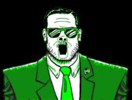 central_intelligence_agency clothes country ear flag glasses glowie glowing green hair necktie open_mouth soyjak stubble suit sunglasses united_states variant:a24_slowburn_soyjak // 666x507 // 138.1KB