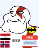 Warrior-Z(user) a10_eyes baby batman_(series) blue_eyes eyes_like_the_o-o-cean flag:iraq flag:norway flag:shahada god_of_war hello_my_name_is_(sticker) kratos series:babymutt subvariant:mexiaryan subvariant:mexibaby variant:meximutt // 304x376 // 17.4KB