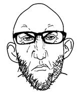 closed_mouth disgusted ear frown glasses punisher_face soyjak stubble variant:nojak // 443x523 // 35.6KB