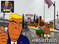 2025 blond blue_eyes bobs_and_vagene brown_skin clothes donald_trump eyes_like_the_o-o-cean fat flag flag:india flag:united_states full_body h1b_visa hair hat india indian irl irl_background necktie orange_skin pajeet piss politics poop project_2025 republican soyjak stubble subvariant:obsessedchud suit suit_and_tie teeth text thumbs_up united_states urine variant:chudjak variant:cobson variant:meximutt yellow_hair yellow_teeth // 1280x960 // 1.0MB