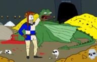 4soyjaks art beard belt blood blue_eyes bone chaperon claw clothes coal decapitation dirt dragon frog full_body gem glove gold gore hair hand_on_hip hat headless holding_object holding_severed_head lips medieval mustache nordic_chad pepe runes severed_head shoe side_profile silver skeleton skull smile stairs steam sun_wheel swastika sword tail tongue torch treasure variant:chudjak variant:cobson variant:gapejak variant:markiplier_soyjak wing yellow_hair // 1322x854 // 104.2KB