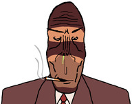 5_o_clock_shadow balaclava cigarette clothes eyebrows glasses mask mucus nose smoking spy_(tf2) subvariant:euromutt suit suit_and_tie team_fortress_2 transparent_background variant:markiplier_soyjak video_game // 891x699 // 36.4KB