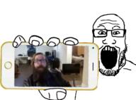 glasses gun hand holding_object holding_phone irl liveleak phone ronnie_mcnutt stubble subvariant:phoneplier subvariant:phoneplier_horizontal suicide variant:markiplier_soyjak // 680x504 // 207.5KB