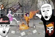 burned clothes coronavirus_pandemic fire flag:united_states glasses grey_squirrel hairy hat multiple_soyjaks nintendo nintendo_switch open_mouth pointing punisher red_squirrel soy_milk squirreljak stubble subvariant:hornyson tranny trend:squirreljakking trump_(soyjak_party) vaccine variant:cobson variant:soyak variant:two_pointing_soyjaks video_game // 2046x1364 // 874.2KB