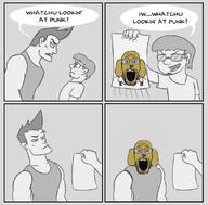 animal clothes dog ear first_janny_image glasses janny jannyplier markiplier open_mouth snout soyjak stubble thrembo variant:markiplier_soyjak yellow yellow_skin // 585x575 // 61.4KB