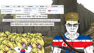 1987 ammo ammo_belt angry arm asian background bloodshot_eyes blue_eyes buff cap changpyong chud closed_mouth clothes communism concentration_camp dead ear eyes flag flag:north_korea flag:south_korea glasses hair hammer_and_sickle hat irl_background juche killing machine_gun massacre may military_cap multiple_soyjaks mustache north_korea onsong_concentration_camp_riot open_mouth riot south_korea star stubble subvariant:muscular_chud variant:bernd variant:chudjak vein wikipedia yellow_skin // 1920x1080 // 560.8KB