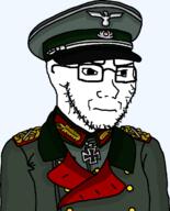 closed_mouth clothes collar_tabs concerned epaulettes frown glasses hat iron_cross meta:tagme military military_cap military_uniform nazism reichsadler soyjak stubble uniform variant:soyak // 988x1221 // 46.9KB