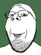 beard glasses green_background looking_at_you meta:ai_generated meta:tagme smile soyjak stubble subvariant:wholesome_soyjak variant:gapejak // 766x1024 // 85.5KB