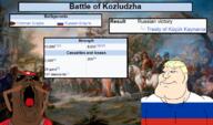 antenna battle battle_of_kozludzha clothes cockroach country flag flag:russia flag:turkiye headband kozludzha open_mouth ottoman_empire russia soyjak subvariant:mexiaryan tongue turkiye turkroach variant:meximutt variant:phillip war wikipedia yellow_teeth // 1200x704 // 981.2KB