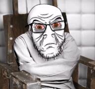 angry animated artist:doddermod asylum biting_lip bloodshot_eyes brown_eyes chair clenched_teeth closed_mouth ear eyebags glasses irl_background looking_at_you open_mouth padded_cell schizo shading soyjak straightjacket stubble tired variant:feraljak wrinkles // 800x754 // 9.2MB