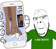2soyjaks arm bbc clothes foot george_floyd glasses greentext hand holding_object meta:pornographic_content negro nsfw penis phone series:saint_floyd smile soyjak speech_bubble stubble text tshirt variant:cobson // 2160x1884 // 1007.7KB