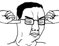 arrogant blind chud closed_eyes closed_mouth deaf dumb earless finger finger_in_ears hand pointing squinting template variant:chudjak // 969x764 // 146.7KB