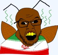 antenna brown_skin cockroach flag glasses iran iranian open_mouth stubble variant:feraljak wing yellow_teeth // 1508x1438 // 148.4KB