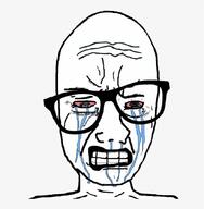 clenched_teeth crying crying_wojak glasses looking_at_you meta:possibly_duplicate red_eyes soyjak variant:wojak // 820x838 // 99.3KB