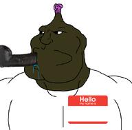 black_skin dildo drool hello_my_name_is_(sticker) small_brain subvariant:mexiaryan t50_eyes template variant:meximutt // 886x872 // 89.1KB