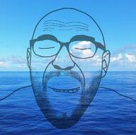 biting_lip calm ear glasses sea sky smile soyjak stubble variant:cirrus // 1613x1600 // 2.6MB