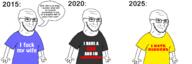2015 2020 2025 clothes glasses smug soyjak speech_bubble stubble t-shirt variant:soyak // 1500x500 // 35.6KB