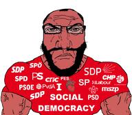 beard buff punisher_face red_shirt red_skin social_democracy subvariant:muscular_chud subvariant:muscular_science_lover subvariant:science_lover variant:chudjak variant:markiplier_soyjak // 1059x929 // 275.0KB