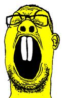 angry asian ear glasses large_teeth open_mouth soyjak stubble variant:reaction_soyjak // 395x621 // 28.0KB