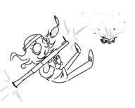 beanie closed_mouth full_body glasses hair holding_object rpg_(weapon) variant:soytan weapon // 691x556 // 15.3KB