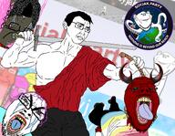 calm ack angry anti_pedophilia beard beheaded black_pants black_skin blood bloodshot_eyes brown_skin buff calm calm_(soyjak_party) clothes david_and_goliath dead demon demon_horns devil_horns ear earth emblem emblem:soyjak_party flag:minor_attracted_person flag:transgender_pride_flag gem glasses globe green_sclera head holding_object holding_sword horn jewish_nose judaism kike laying_down laying_on_belly lips lipstick meta:banner multiple_soyjaks muscles muscular_male mustache nas:merchant nothing_is_beyond_our_reach open_mouth pedophile pink_hair purple_hair red_shirt red_skin red_text robe rope satan satanism seething sharty smile soyjak soyjak_party space sproke star stubble subvariant:seethejak sword tentacle text tongue tongue_out tranny trend:colorjak variant:bernd variant:chudjak variant:cobson variant:impish_soyak_ears variant:isaac variant:markiplier_soyjak variant:soyak yellow_teeth // 2400x1862 // 2.2MB