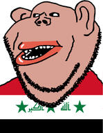 amerimutt brown_skin clothes ear flag:iraq iraq lips mutt open_mouth red_shirt soyjak stubble subvariant:impish_amerimutt variant:impish_soyak_ears // 1098x1416 // 198.5KB