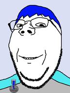 soy2 award badge black_glasses blue_hair eyes glasses gray_shirt grey_shirt mouth nate nate_higgers nick_kiggers nose open_eyes open_mouth smile soy2 stubble teeth transparent_background variant:gapejak white_eyes white_skin // 600x800 // 30.4KB