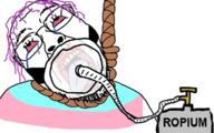 anesthesia bloodshot_eyes clothes copium crying flag gas_cylinder glasses hair hanging mask mustache open_mouth oxygen_mask pun purple_hair rope soyjak stubble suicide text tranny variant:bernd // 1152x719 // 582.3KB