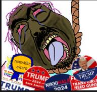 award conservative deformed donald_trump meta:tagme moustache mustache nikki_haley rainbow rope sticker unibrow // 631x599 // 284.2KB