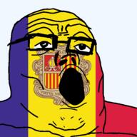 andorra country flag flag:andorra glasses looking_to_the_right open_mouth soyjak transparent_background variant:tony_soprano_soyjak // 600x600 // 64.0KB