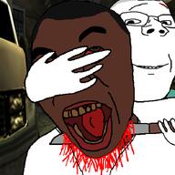 2soyjaks blood bloodshot_eyes brown_eyes closed_mouth danny_lamb decapitation glasses gore hand holding_knife holding_object knife manhunt manhunt_2 meta:tagme murder open_mouth scar shaved smile soyjak subvariant:wholesome_soyjak truck variant:gapejak variant:thiefjak weapon // 512x512 // 103.8KB