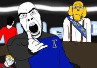 3soyjaks animal animal_ears bald closed_mouth clothes dog ear glasses janny looking_at_you nate nose open_mouth overalls stubble subvariant:cobson_front2 subvariant:neutralplier subvariant:soyak_(smug) teeth thrembo variant:chudjak variant:cobson variant:markiplier_soyjak variant:soyak // 800x560 // 130.7KB