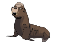 animal brown_hair california_sea_lion ear eared_seal full_body fur glasses mammal mustache nose open_mouth sea_lion seal series:animaljaks snout soyjak stubble transparent_background variant:shotjak whisker // 1239x932 // 154.1KB