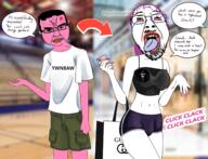arrow blacked bloodshot_eyes chud clothes crying purple_hair red_eyes seethe series:the_troonout spade speech_bubble text tranny variant:chudjak // 2288x1748 // 2.3MB