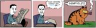 closed_mouth garfield gem hair jon_arbuckle meta:tagme newspaper pipe smile soyjak speech_bubble teeth text thought_bubble total_nigger_death variant:chudjak variant:impish_soyak_ears // 1200x350 // 163.8KB