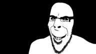 biting_lip black_background black_sclera closed_mouth glasses ominous smile soyjak stretched_chin stubble variant:cobson // 1920x1080 // 24.9KB