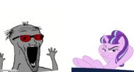 9a0c admin balding glasses grey_skin hand hands_up my_little_pony pony poyopoyo pyokopyoko red_glasses starlight_glimmer stubble subvariant:wewjak variant:soyak // 650x350 // 654.6KB
