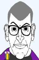 award badge big_ears big_eyes black_eyes chin clothes dead_eyes distorted ear eyebags glasses grey_hair james jewish_nose lips long_chin long_nose purple_shirt soyteen subvariant:branalyzer variant:brandon // 700x1075 // 70.8KB