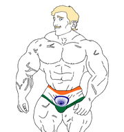 aryan aryan_beast blond blue_eyes buff flag:india indian jeet muscles pajeet standing subvariant:pajeetaryan trend:aryan variant:pajeetjak // 1494x1596 // 201.6KB